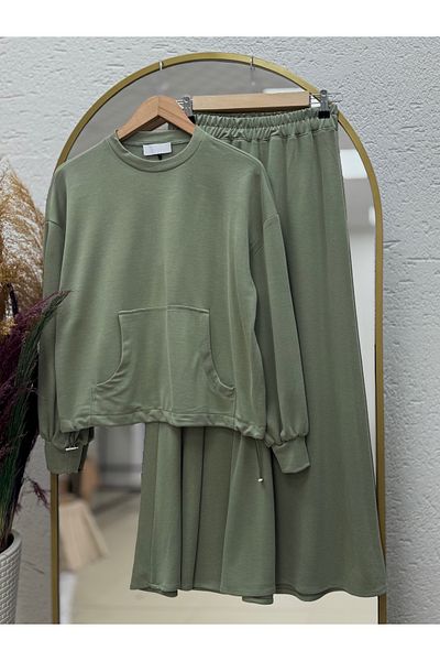 MİHRA STORE Zenmora Kangru Pocket Skirt Suit-By70011 Mint