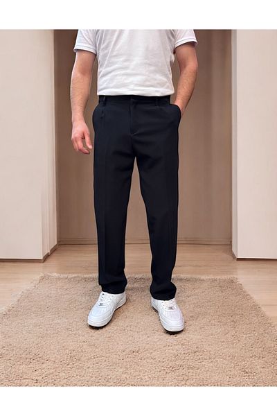 oraystore Men's Loose Cut Fabric Trousers