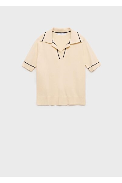 MANGO Woman Kontrast süslemeli polo yaka kazak