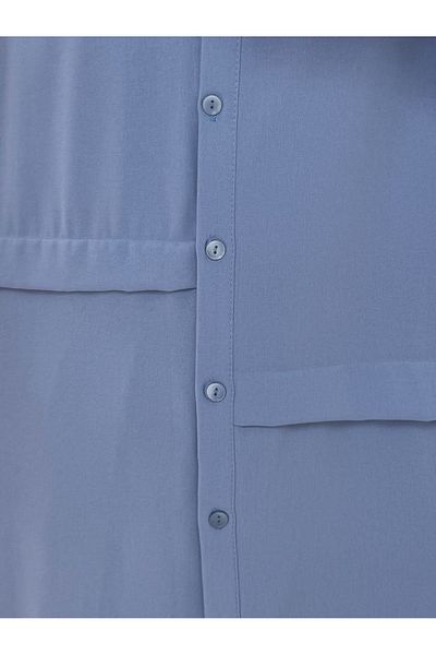 MİHRA STORE Eda Front Pleated Linda Tunic-El1173 Blue