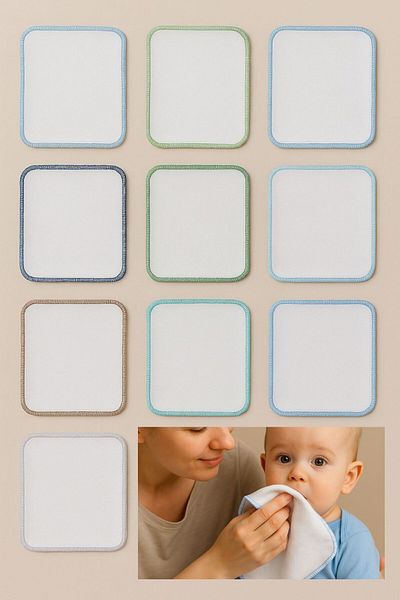 kidszone 100% Cotton 10 Pieces Baby Mouth Wipes Mouth Wipes in Various Colors