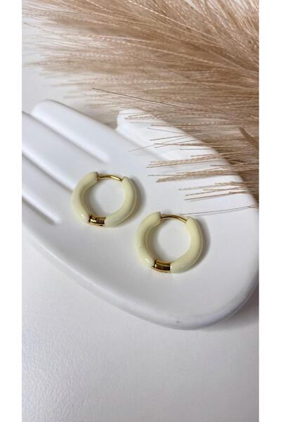JustGAF Cream Color Steel Hoop Earrings
