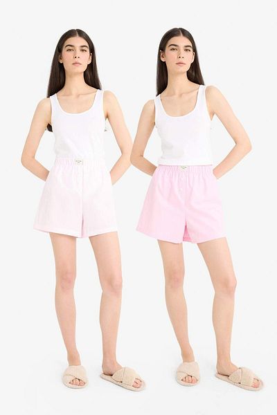 DeFacto Regular Fit Short Boy Popeline 2 Stück Pyjama Bottom-fall In Love E4342ax25sm