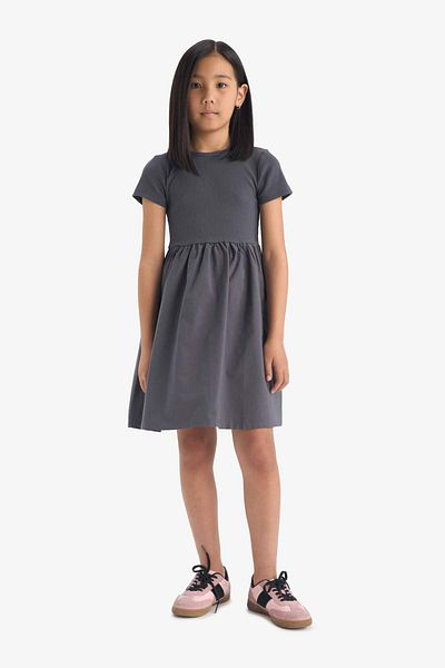 DeFacto Girls Crew Neck Ribbed Camisole Short Sleeve Dress E3839A825Sm