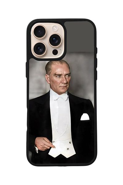 Aksel Kılıf Apple iPhone 16 Pro Compatible Printed, Matte Black, Soft Silicone, Protective, Shock Absorbing Cover, Case