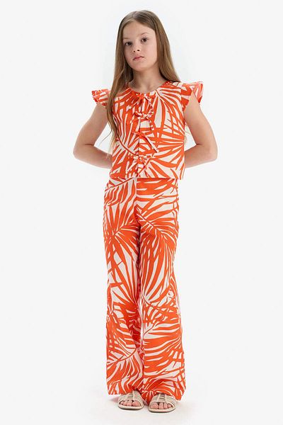 DeFacto Girls' Pattern Wide Leg Wide Leg Cotton Pants D7610A825Sm