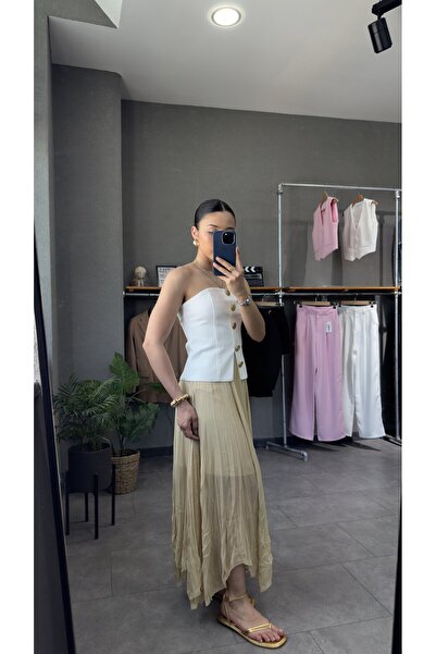 YOUR NAME Yarım Astarlı Uzun Kraşlı Etek