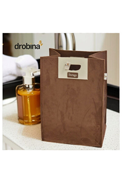 drobina سلة غسيل مستطيلة شامواه بني