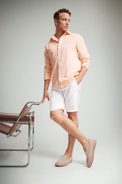 DeFacto Regular Fit Polo Collar Linen Blended Summer Long Sleeve Shirt E0555Ax25Sm
