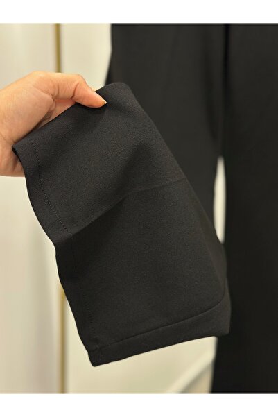 MİHRA STORE Ceyda Spanish Leg Skuba Trousers-Mt1448 Black