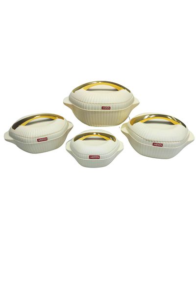 Un Milton Food Container Set of 4 Pieces 2.5L 1.5L 1L 0.5L Beige/Gold