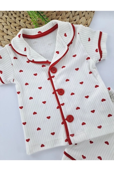 dolaş kids Heart Short Sleeve Baby Girl Pajamas Set 8037 |   6-24 Months