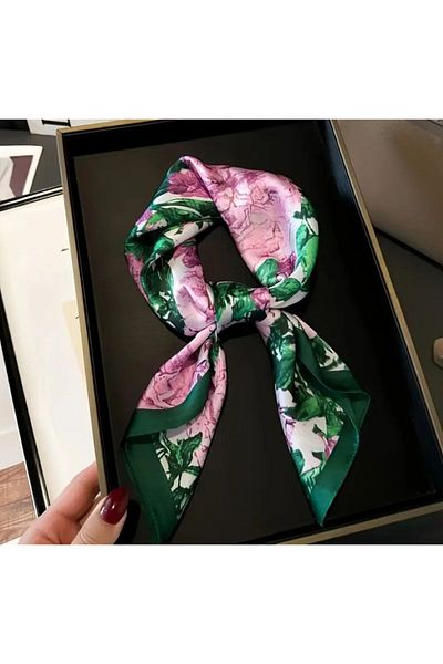 Dgt Luxury Vibrant Colorat, Motiv Floral De Sărbătorire, Rezistent la Vânt, Imprimat pe două fețe, șal, eșarfă, eșarfă 70x70