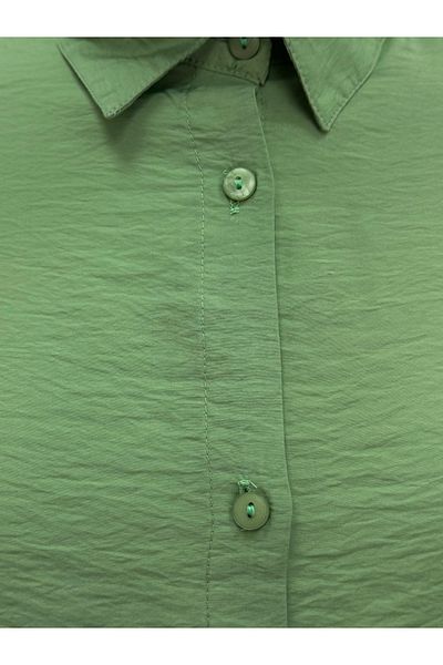 MİHRA STORE Sorique Front Short Back Long Straight Strawberry Shirt-Zi̇2137 Green