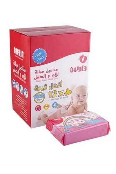 FARLİN Baby Wet Wipes Care for Tender Skin Value Box 12 Packs x 85 Wipes, 1020 Count