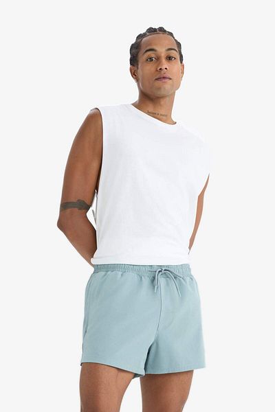 DeFacto DeFactoFit Andy bedruckte, dehnbare, strukturierte, kurze Sport-Meer-Shorts B5987AX25HS