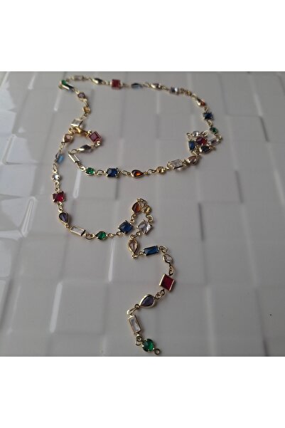 azra takı tasarım Y' Necklace Handmade, Zircon Stone, Multi-Use Women's Necklace