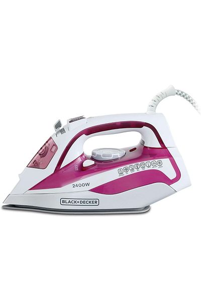 Blackdekor Black & Decker Steam Iron 2400W Ceramic Soleplate White & Purple 380ml X2400-B5