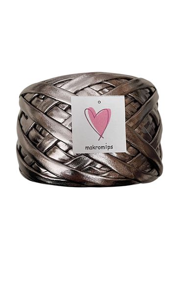 Makromİps Leather metallic leather rope (60m-120gr) metallic shiny bag rope combed hand knitting yarns hand knitting