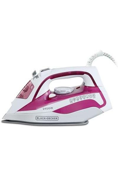 Blackdekor Black & Decker Steam Iron 2400W Ceramic Soleplate White & Purple 380ml X2400-B5