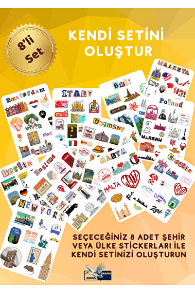 ANSHA CRAFTS Kendi 8'li Sticker Setininizi Oluşturun!!- Bullet Journal - Ajan...