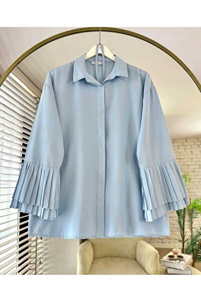 by nursel çiçek Жіноча модна сорочка з плісированою попліновою рукавами