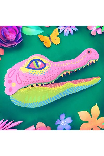 Probest DESIGN Crocodile Hand Puppet, Mentossori Cut Paste Art Puppet Hand Skill