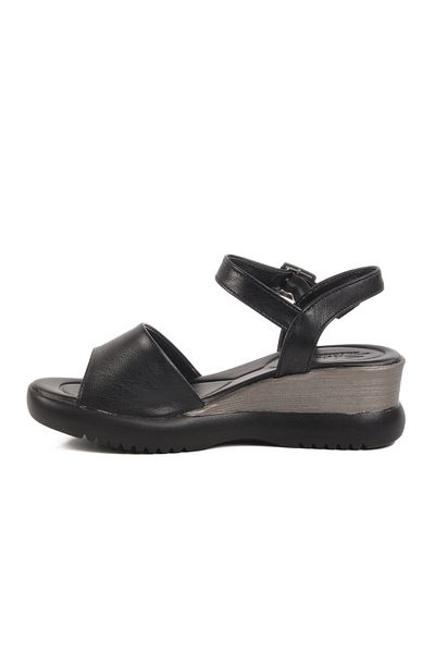 Aspor Black Women's Wedge Heel Sandals