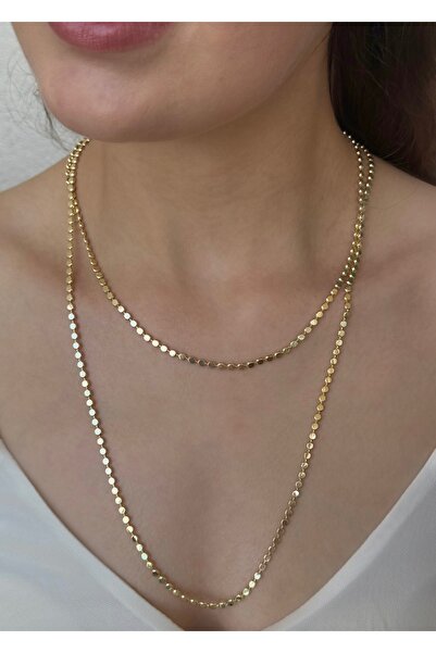 Home Sihra Accessories 14k altın rengi pul model kolye 65 cm