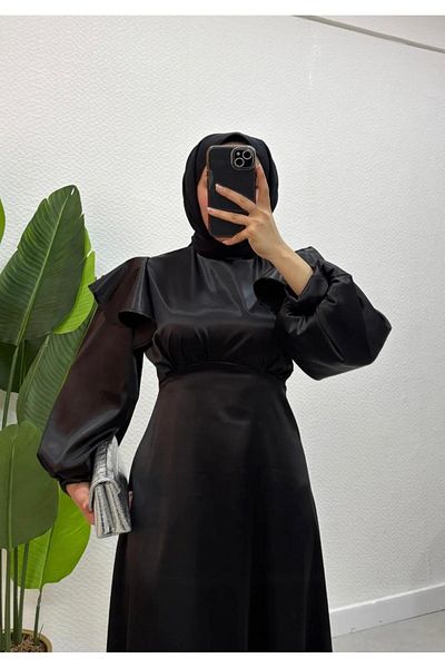 modadeywearst Βραδινό φόρεμα με ουρά σατέν χιτζάμπ