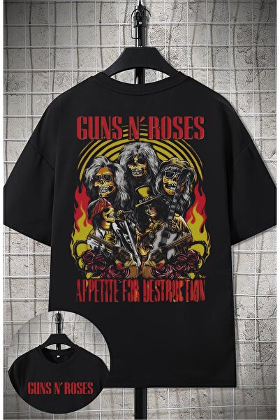 Fuddy Moda Tricou unisex cu imprimeu pe spate Appetite For Destruction, trico...