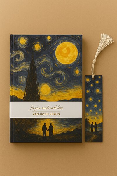 YLDZ Van Gogh Defter Yıldızlı Geceler 160 Sayfa Çizgisiz Sert Kapak Ve Tel Di...