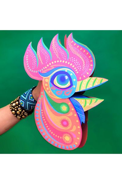 Probest DESIGN Rooster Hand Puppet, Mentossori Cut Paste Art Puppet Hand Skill