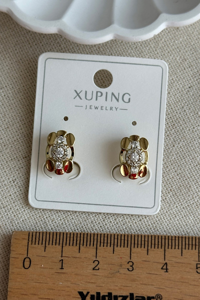 Modacaprea Xuping 14K Oval Dikdörtgen Taşlı Klipsli Kadın Küpe – Kararmaz | Kadın Takı Xuping Küpe