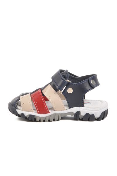 Aspor Navy Blue Red Velcro Boys Sandals Shoes