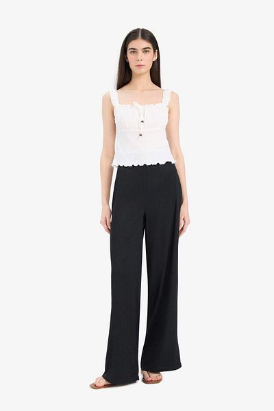 DeFacto Slim Fit Slim Fit Τετράγωνος γιακάς Σπλιτ Μονόχρωμο Μπλουζάκι F3186AX25SM