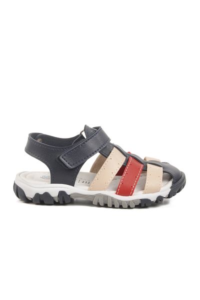 Aspor Navy Blue Red Velcro Boys Sandals