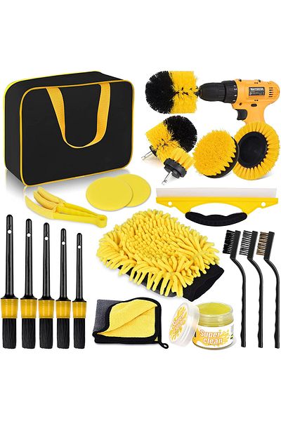 OEM Set de curățare auto cu 20 de piese, detailing auto, interior și exterior, geantă de transport și depozitare