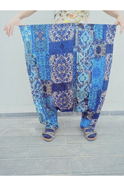 hoaryage Adana Şalvarı Viskon Basma Kumaş, Otantik Bohem Desenli Cepli Şalvar %100 Pamuk