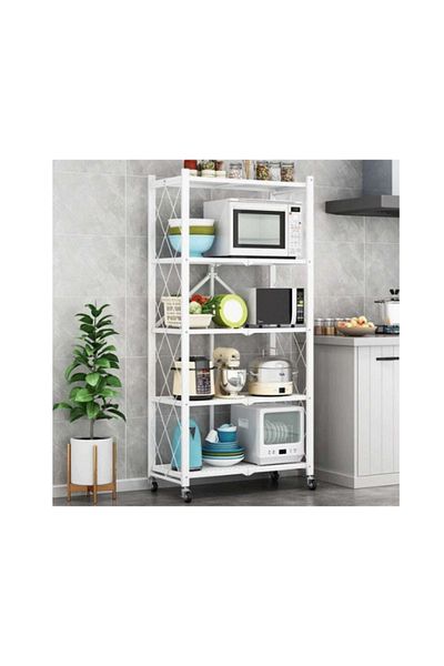 Ch 5-Tier White Foldable Iron Storage Rack
