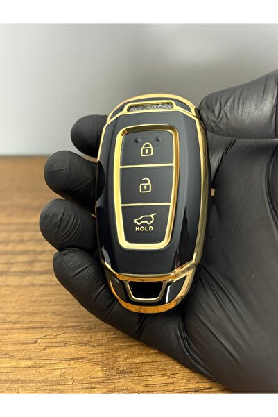 Mavi Keys Husă din silicon cu 3 butoane compatibilă cu Smart pentru Hyundai Kona Elantra i10, i20 Santa Fe 2019 și mai sus, culoare neagră