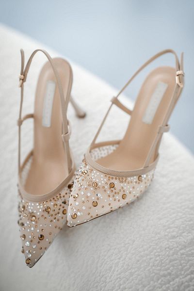 Parponi Mora Stone Satin Evening Dress Shoes Beige