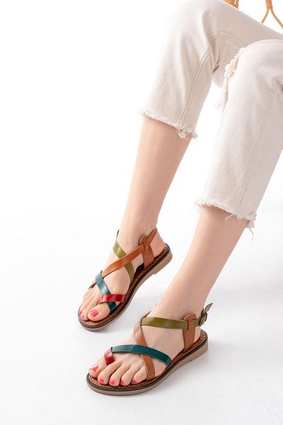 Aymood 205-08 Multi Orthopedic Genuine Leather Women's Sandals