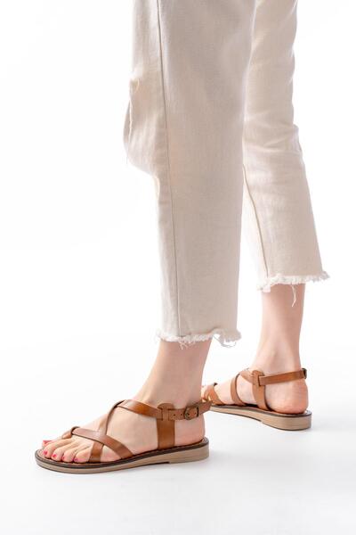 Aymood 205-08 Tan Orthopedic Γνήσιο Δέρμα Γυναικεία Σανδάλια