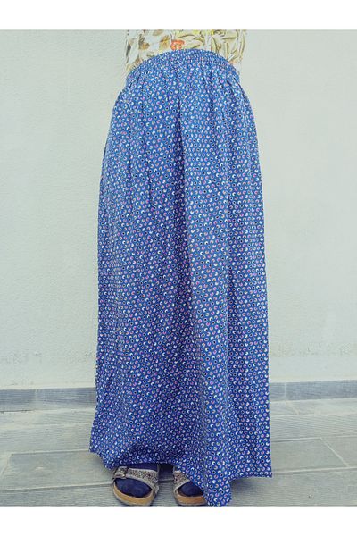 hoaryage Fusta maxi din țesătură de presare din viscoză, cu model colorat, cu talie elastică, fustă de rugăciune, mărimea 36-48