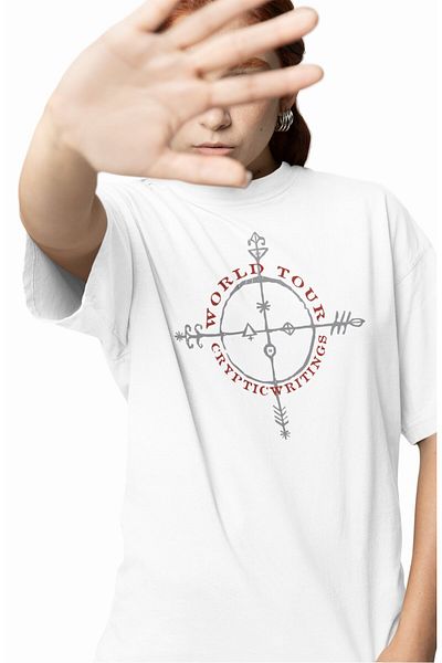 Fuddy Moda Unisex Cryptic Writings World Tour Μπλουζάκι με στάμπα στην πλάτη, Μπλουζάκι με θέμα Megadeth Oversize