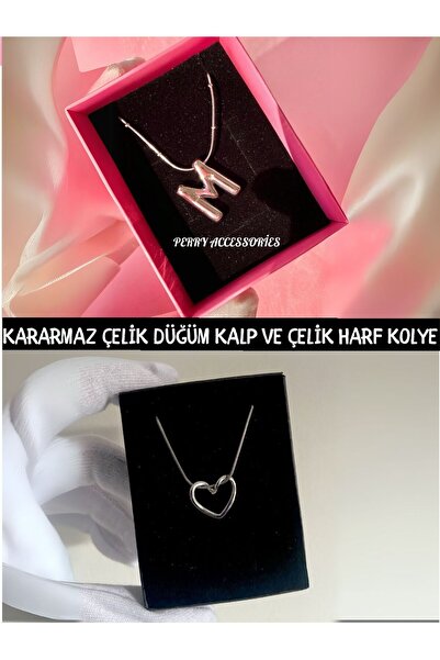 Perry Accesories قلادة على شكل حرف M من الفولاذ المقاوم للصدأ، مضمونة ضد التل...