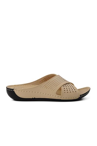 Aspor Beige Anatomical Women's Flat Slippers
