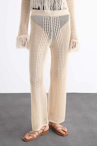 DeFacto Straight Fit Stretchy Waisted Crochet Beach Pants F7461Ax25Hs