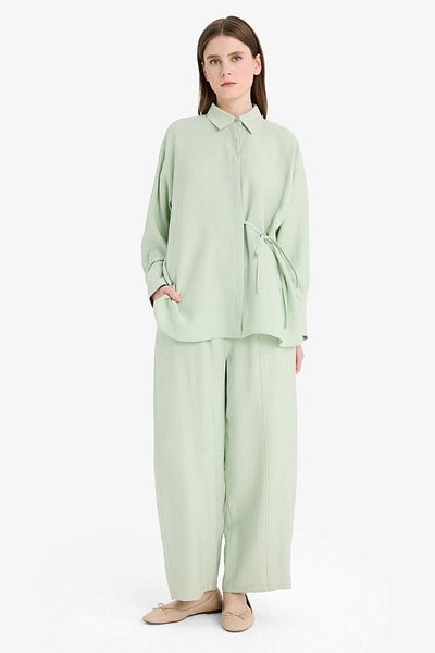 DeFacto Relax Fit Lace-up Modal μακρυμάνικο πουκάμισο Hijab Tunic F1358AX25SM